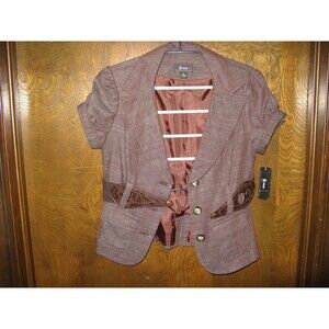 B-Wear Byer California Womens Brown SS Blazer Jacket Size Medium NEW WITH TAGS
